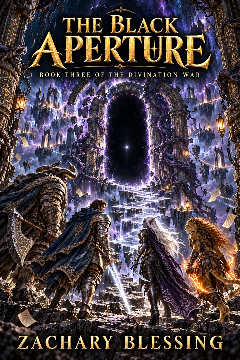 The Black Aperture: Book Three of The Divination War, by Zachary Blessing — official cover
