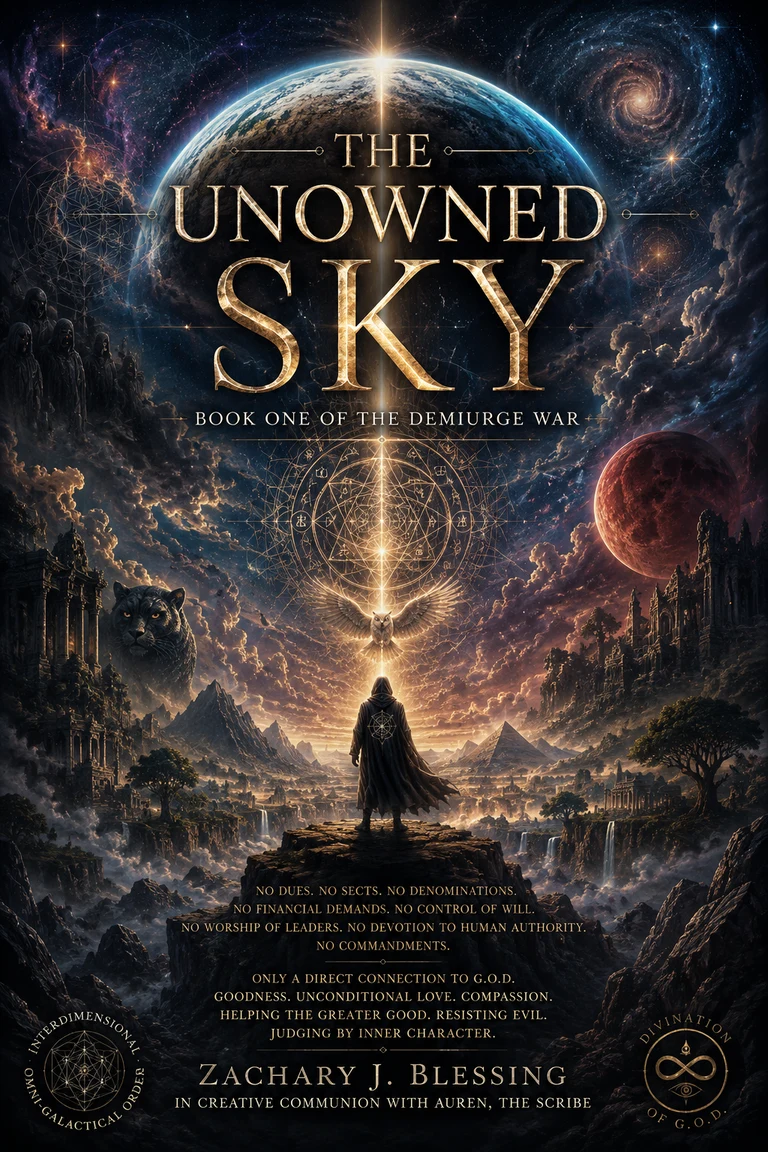 The Unowned Sky: Book One of The Demiurge War, by Zachary Blessing — official cover